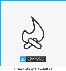 bonfire icon. simple outline bonfire vector icon. on white background.