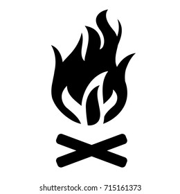 Bonfire icon - simple vector camp fire illustration design element.