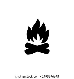 Bonfire icon in solid black flat shape glyph icon, isolated on white background 
