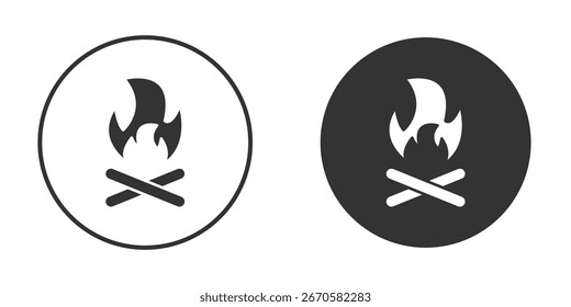 Icono de hoguera en versiones de diseño plano de moda en blanco y negro.