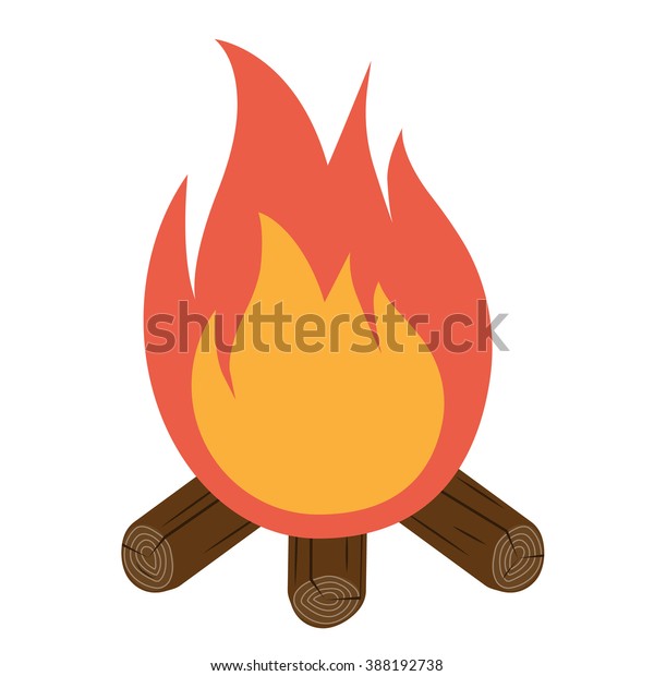 たき火アイコンのベクター画像 Campfireのアイコン 白い背景に燃える焚き火 炎のベクター画像 ベクターイラスト フラットデザインスタイル 薪を燃やす キャンプ のベクター画像素材 ロイヤリティフリー