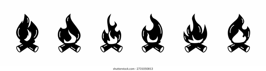 Bonfire icon vector collection. Set of bonfire icon vector designs. Stock vector.
