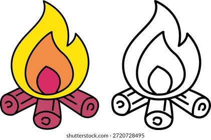Bonfire icon. Vector illustration. Flat design. Isolated on white background.