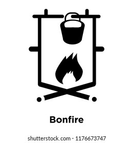 Bonfire icon vector isolated on white background, logo concept of Bonfire sign on transparent background, filled black symbol