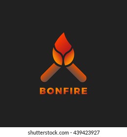 Bonfire icon. Vector logo design template, fire symbol.