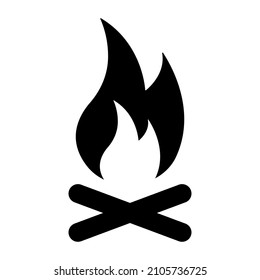 Bonfire icon vector on white background. Bonfire logo. Vector illustration of a campfire icon. Fire symbol. 