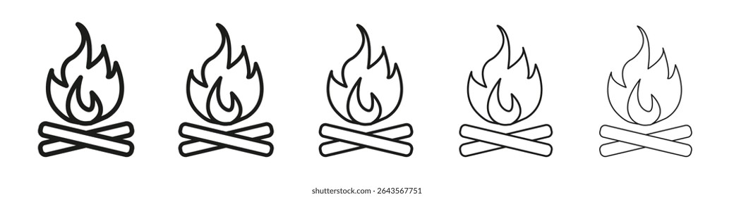 Bonfire icon vector outline set illustration sign