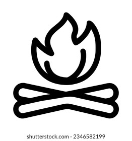 Bonfire Icon Vector. Outline Bonfire Sign. Isolated Contour Symbol Illustration.Camping Fire Icon. Flat Color Design. 