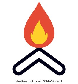 Bonfire Icon Vector. Outline Bonfire Sign. Isolated Contour Symbol Illustration.Camping Fire Icon. Flat Color Design. 