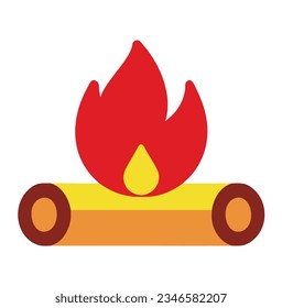 Bonfire Icon Vector. Outline Bonfire Sign. Isolated Contour Symbol Illustration.Camping Fire Icon. Flat Color Design. 