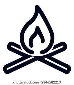 Vector de iconos de la hoguera. Signo de fuego de contorno. Ilustración de símbolo de contorno aislado.Icono de fuego de camping. Diseño de color plano. 