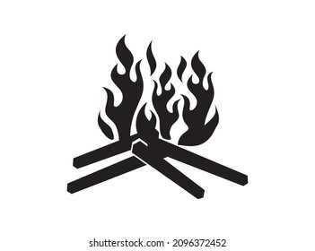 bonfire icon vector silhouette in black and white color. camp fire illustration image 
