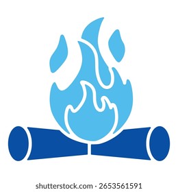 Bonfire Icons In Blue Style, Vector Illustration