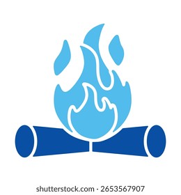 Ícones De Fogueira Em Estilo Azul, Ilustração De Vetor