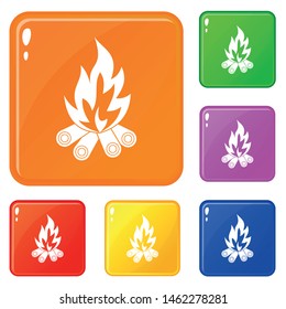 Bonfire icons set collection vector 6 color isolated on white background