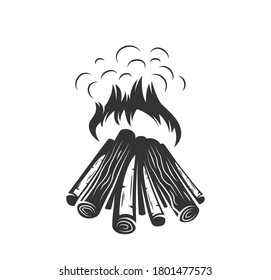 Bonfire einzeln auf weißem Hintergrund. Camping Design Elemente. Vektorgrafik