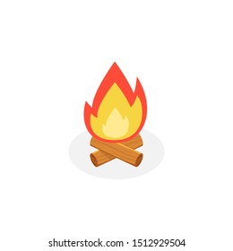 Bonfire isometric icon. Vector illustration
