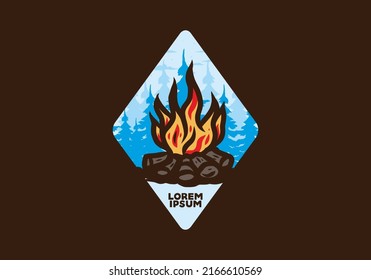 Bonfire in the jungle badge illustration design