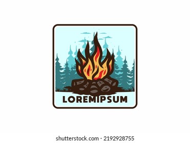 Bonfire in the jungle badge illustration design