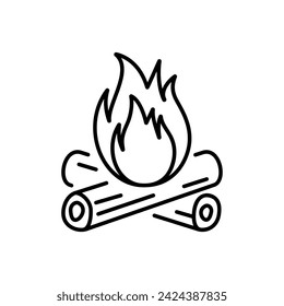 Bonfire line icon. Campfire icon. Burning fire isolated on white background. Vector illustration flat design style. Burning sign.