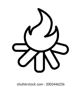 Bonfire line icon. Representation of crossed logs and fire above them, simple vector illustration. Outline sign for mobile concept and web design, store, logo.