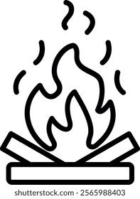 Bonfire Line Vector Icon Design