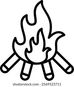 Bonfire Line Vector Icon Design