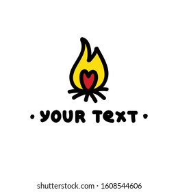 bonfire logo doodle icon, vector illustration