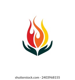 Logo de la hoguera con el concepto de mano