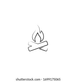 bonfire logo icon design with simple line art style