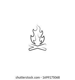 bonfire logo icon design with simple line art style
