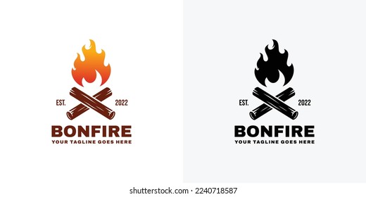 Bonfire logo set design vector illustration