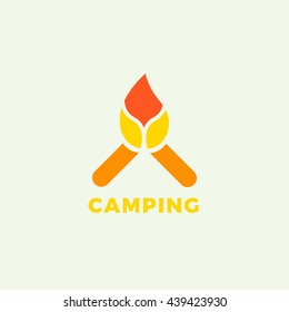 Bonfire logo. Vector logo design template, fire symbol.