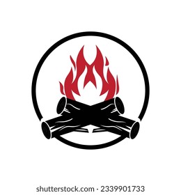 Bonfire Logo, Wood Burning And Fire Design, Camping Adventure Vintage