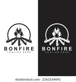 Logotipo de la hoguera, Quema De Madera Y Diseño De Fuego, Vintage De Aventura De Camping