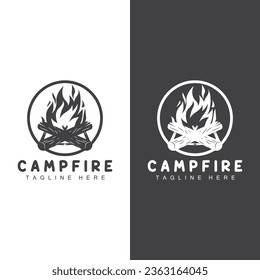Logotipo de la hoguera, Quema De Madera Y Diseño De Fuego, Vintage De Aventura De Camping