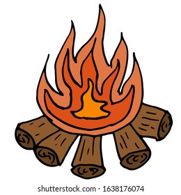 Bonfire with logs, camp fire