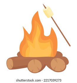 Bonfire Marshmallow Icon Cartoon Vector. Camp Fire. Food Bonfire