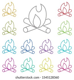 Bonfire multi color icon. Simple thin line, outline vector of summer icons for ui and ux, website or mobile application