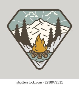 Bonfire and nature graphic illustration vector art t-shirt design