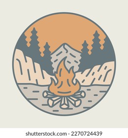Bonfire and nature graphic illustration vector art t-shirt design