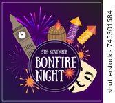 Bonfire night flayer contains the following elements: barrels of gunpowder, bonfire, 3 firecrackers, Guy Fawekes mask, Houses of Parliament, toffee apples