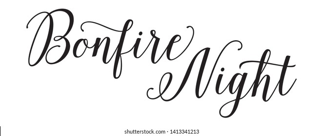 Bonfire Night Hand Lettering Inscription. Graphic Calligraphy Illustration Element - Illustration