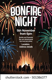 Bonfire Night Invitation Flyer Vector Illustration Poster