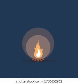 Bonfire Night vector. Fire on a dark background. Orange flames cartoon. 