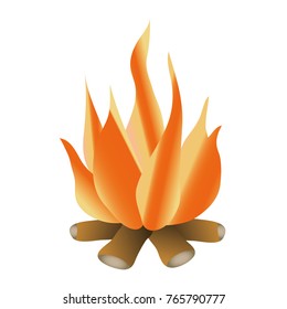 Bonfire on white background vector illustration