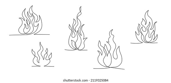 Bonfire in one line art drawing style
