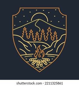 Bonfire outdoor at night graphic illustration vector art t-shirt design