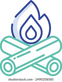 Bonfire outline color vector illustration