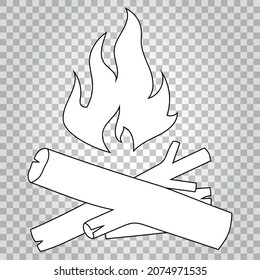 Bonfire outline doodle icon. Vector illustration. Isolated.